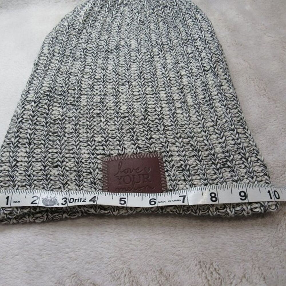 Love Your Melon Womens Knit Hat Speckled Beanie Brown Logo Black White One Size - Picture 6 of 6